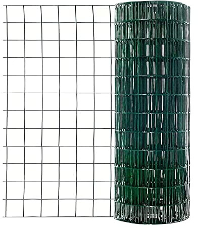 Galvanised PVC Coated Hexagonal Chicken Wire Netting Mesh Net Green Rabbit Aviary Fence 25m & 50m Rolls (50mm Hole x 0.9mm Wire - 0.6m*50m Roll)