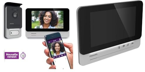PHILIPS WelcomeEye Connect 2, smarte Video-Türsprechanlage, WLAN, 2-Draht-Anschluss, 2-Familienhaus & WelcomeEye ADD Comfort Zusatzmonitor, 7 Zoll