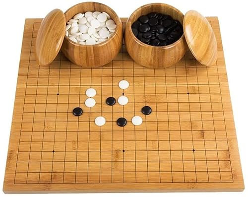 UPMSK Go Game Set Bamboo Go Board enthält Schalen und Steine Klassisches chinesisches Strategie-Brettspiel (Puzzle Entertainment Family)