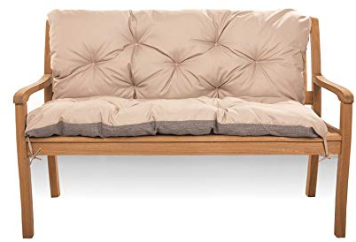 Cojín de asiento para columpio de Hollywood, banco con respaldo, cojín para columpio de jardín, cojín de banco para exteriores (180 x 60 x 50 cm, beige)