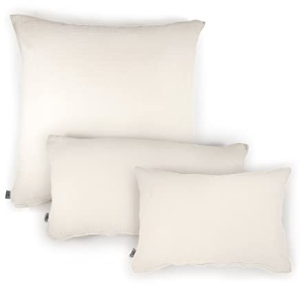hutch&putch Eliane Premium Musselin-Kissenbezug Off-White - Kopfkissenbezug 100% Bio-Baumwolle - Kissenhülle mit Reißverschluss ​​- Schlafkissenbezug weich & atmungsaktiv