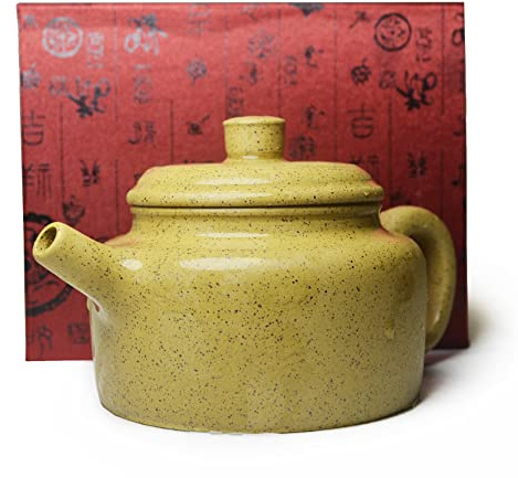 Tetera de 200 ml de arcilla china Zisha auténtica, color negro, infusores para té gongfu suelto (amarillo)