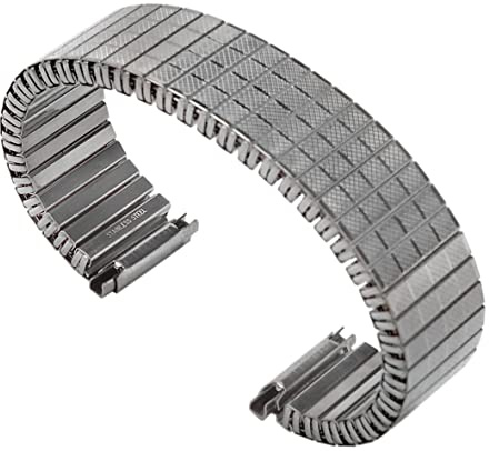 Dcasmo group Fixoflex Speidel Klockarmband 16 mm till 20 mm för Män Vintage NOS 1960 1970 - Armis Original Elastiskt och Justerbart Armband i Rostfritt Stål - Antik Urtillverkning Flexarmband