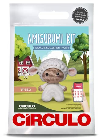 Circulo Amigurumi Häkelset – Zu süß – Alles enthalten, einfache Anleitung – Häkelset für Fortgeschrittene – Häkelset – Charakter-Häkelset, Premium-Amigurumi-Garn zum Häkeln – Schaf