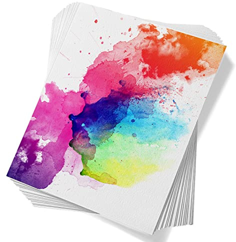 Paul Ruben 60 Blatt Aquarellpapier, 50% Baumwolle, 300 g/m², säurefrei, lose, weiß, kaltgepresst, für Kinder, Studenten und Erwachsene (7,68 x 5,31 Zoll)