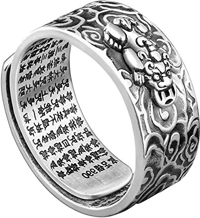 YOMIIN Ring Damen Silber 925, Feng Shui Ringe für Männer Frauen Reichtum Glück Amulett Ring Offener verstellbarer Ring Sterling Silber Ring