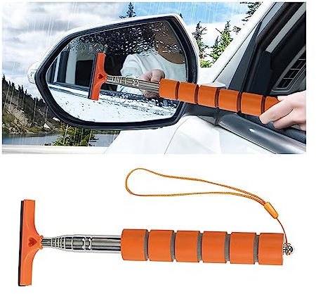 JNNJ Car Retractable Adjustable Rearview Mirror Wiper, Retractable Auto Glass Wipers, Car Rearview Mirror Wiper Inside The Car, Wipers Cleaner For Mirror Glass Mist, Motors Accessories(Orange)