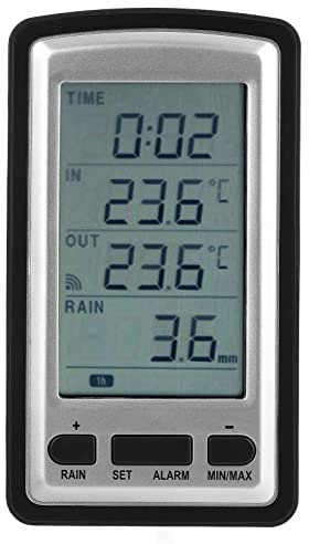 Pluviómetro Inalámbrico con Pantalla Digital Interior Pantalla LCD de Temperatura, Medidor de Lluvia Inalámbrico Digital Medidor de Temperatura de Transmisión RCC Doméstico con Receptor para Interiore