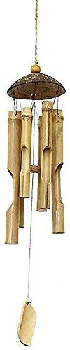 QUNINE Windspiele für den Außenbereich, Garten und Innenbereich, mit natürlichem, entspannendem, beruhigendem Klang, für Garten, Haus, Hof, Hängedekoration, Geburtstagsgeschenke, Glocken (Holzfarbe)