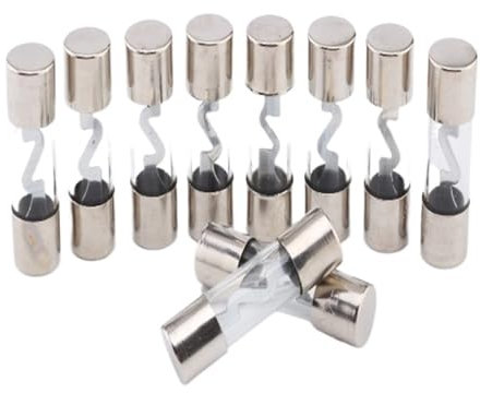 NURII 20 Stück Zinklegierung 10 x 38 mm 60 A 40 A 30 A 80 A 100 A Glasrohr-Ton-Klarsicherung, for Auto-Audio-Silber-Glassicherung (Size : 30A Grey)
