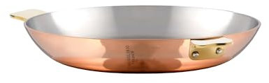 Mauviel Art déco Polished Copper & Stainless Steel Round Pan With Brass Handles, 6.3-In, Made In France