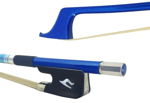 Yinfente Archet de violoncelle 4/4 en fibre de carbone léger et bien équilibré - Étalon de Mongolie naturel - Grenouille en ébène avec une belle incrustation - Fabriqué à la main par un maître