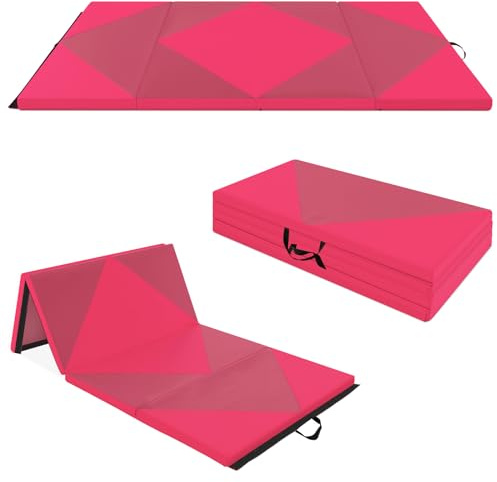 GOPLUS Turnmatte klappbar, 240×117×5cm Weichbodenmatte mit 2 Tragegriffen & Klettverschlüssen, Gymnastikmatte für Gymnastik, Yoga & Spielen, Sportmatte Fitnessmatte für zuhause