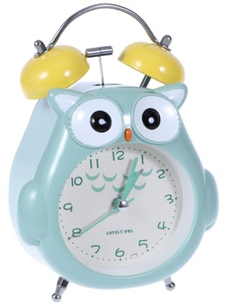 Zerodeko Horloge Réveil Silencieuse Forme De Hibou Décoration De Bureau Colorée pour Chambre Garçon Fille Vert Design Créatif Et Pratique sans Piles