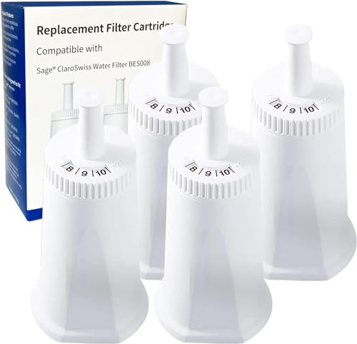 Replacement Water Filter for Breville Sage Oracle Touch,Barista,Claro Swiss,BES008,Bes920,BES878,BES880,BES980,BES990 Espresso Coffee Machine,Part #BES008WHT0NUC1-4 Pack