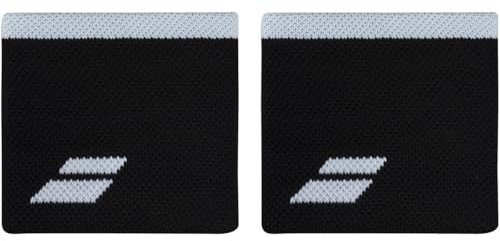 Babolat, Jumbo-Logo-Handgelenkband aus Frottee, Einheitsgröße, Farbe Weiß/Schwarz, Schnelle Schweißaufnahme, Breite 10,5 cm, Handgelenkband für Gymnastik, Tennis, Badminton, Padel.