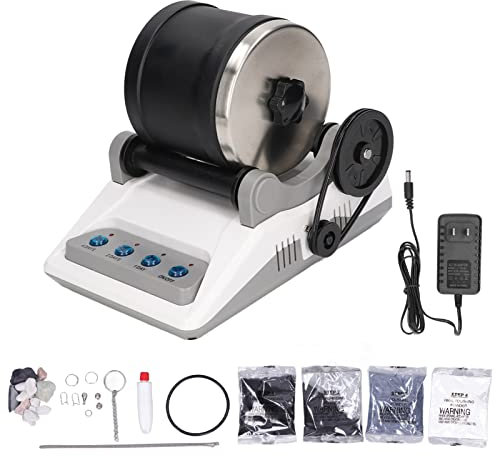 Rock Tumbler Kit DIY Elektrisches Spielzeug, Steine ​​in Edelsteine ​​verwandeln, Leiser Motor, Komplettes Kit mit Edelsteinen, Einfache Bedienung, Stabile Struktur, 100–240 V