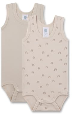 Sanetta babybody ärmlös (dubbelpack) beige | högkvalitativ och hållbar unisexbody av ekologisk bomull. Innehåll: Uppsättning av 2 babybody, Beige, 74