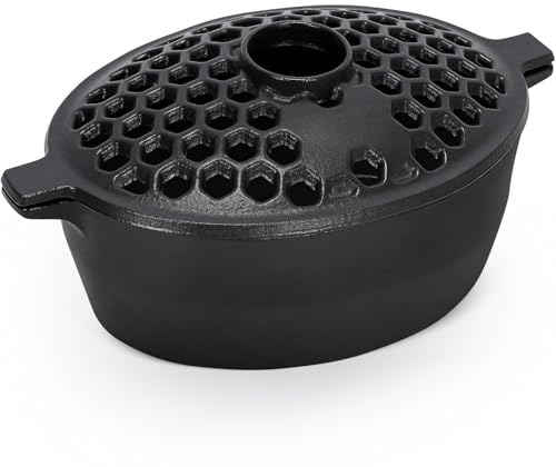 G GOOD GAIN Wood Stove Steamer - Cast Iron Stove Humidifier with Large Opening Top | Oval Bowl Fire Place Stove Pot for Home Heating Decorative | Matte Finish & 2.7 Quart, Black