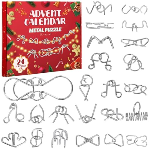 Tutukyle Adventskalender 2025 Kinder Puzzle Spielzeug 24 Metallpuzzle Teenager Erwachsene Metalldraht Puzzles Knobelspielen Weihnachtskalender Weihnachtsgeschenke für Mädchen und Jungen