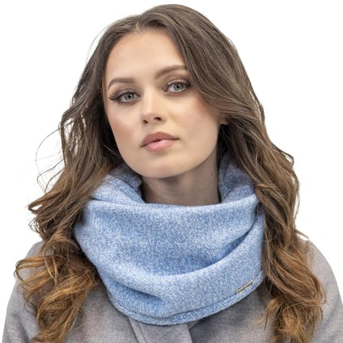 Vivisence Bufanda Circular Mujer Invierno A La Moda Cálida Para Días Fríos 7108, Melange Azul Celeste,Talla Única