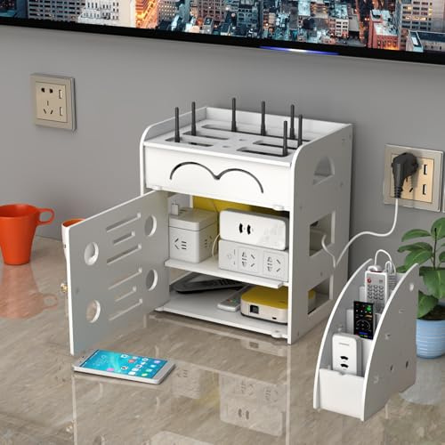 Onxyrbyte Regal Wand WLAN Router Box,Router Aufbewahrungsbox,Regal Wand WLAN Router Box,WiFi-Rack Wanddekoration,Nicht Leicht Herunterzufallen,FüR Kabelboxen/Router/Fernbedienung/DVD-Player