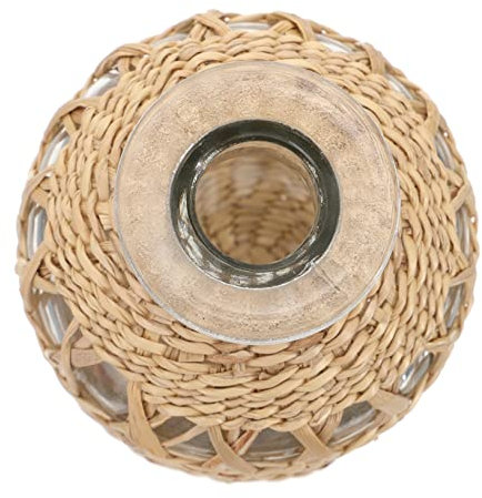 Levemolo Hand-woven Glass Aromatherapy Bottle Natural Woven Vase Small Neck Home Table Decor for Living Room and Dining Room Display
