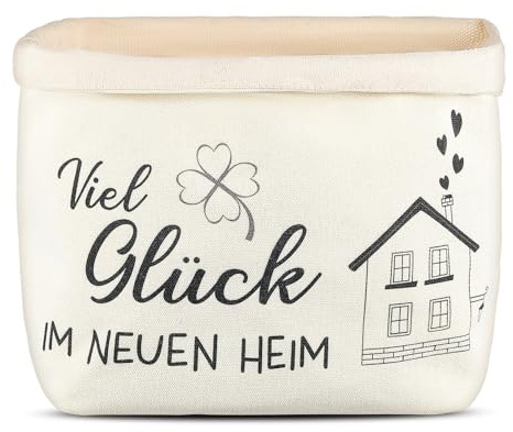 Xuniea Brotkorb aus Stoff Viel Glück im Neuen Heim Geschenk zum Umzug, Weiß | Brötchenkorb, Einzugsgeschenk, Brottasche, Geschenkidee zum Einzug, Umzugsgeschenk, Auszugsgeschenk