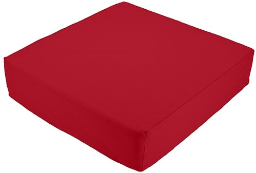 Stylelex Orthopädisches Sitzkissen Box - 100% Baumwolle 225g/m² mit Kaltschaum-Schaumstoff - Qualitatives Stuhlkissen - Feste Qualität - Waschbar (Rot, 40x40x10cm)