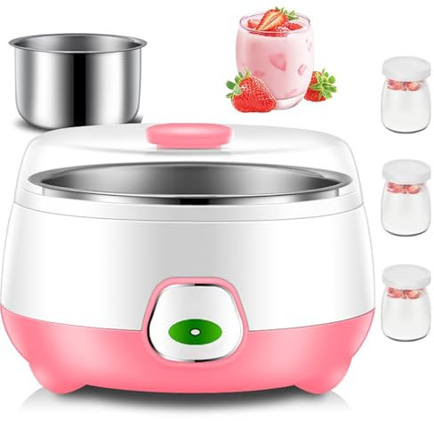 HmLotd Yogurtera, Yogurtera portátil, 1 litro de Gran Capacidad, Capaz de fermentación a Temperatura Constante, fácil de Usar y Limpiar para Yogur, Yogur Griego, Queso, natto