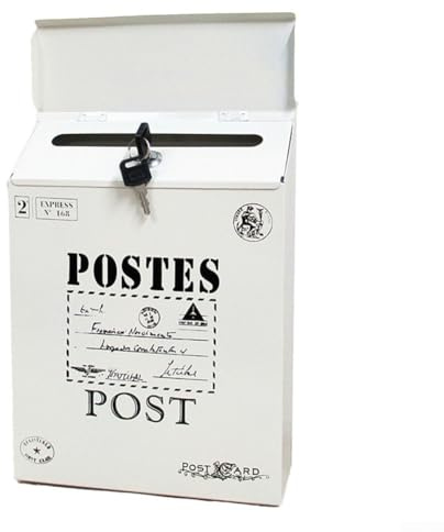 Aprilsunnyzone Cassetta postale vintage in ferro impermeabile per esterni, colore: bianco