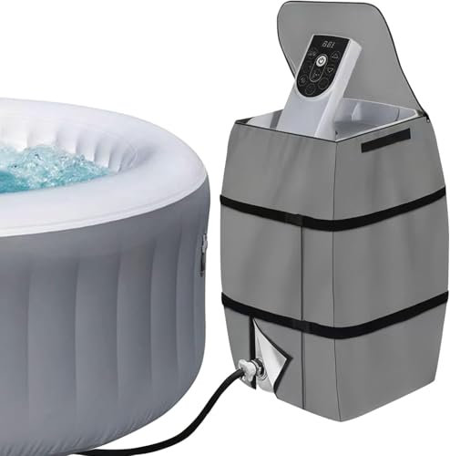 Hot Tub Pump Cover Spa Heater Pump Cover Hot Tub Insulated Pump Cover Inflatable Bathtub Pump Cover 420D Oxford cloth Waterproof Dustproof for Tub Pool Outdoor, 16.9 * 14.9 * 21.2inch