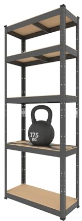 BAUSOKOL Schwerlastregal 180x70x30 cm, Verzinkt, 875kg MDF Böden | Tragkraft 875kg Lagerregal, Werkstattregal, Kellerregal, Schwerlastregal, Steckregal, Regal wand, Standregal, Kleines regal