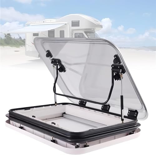 JIANGYUXINLI RV Skylights,Caravan roof vent,Rainproof hatch, Thermal window, 70 Degree Opening Angle Aluminum Alloy LED Skylight Roof Window Hatch,for Caravan, Cargo Trailer,Motorhome