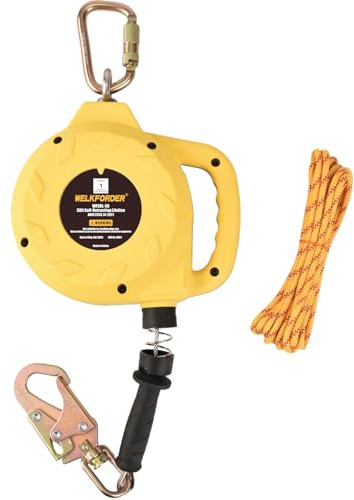 WELKFORDER Single Leg Self-Retracting Lifeline [Steel Cable] Internal Shock Absorber System Class 1 Retractable Lanyard with Quick-Action Brake ANSI&OSHA Compliant (30FT)