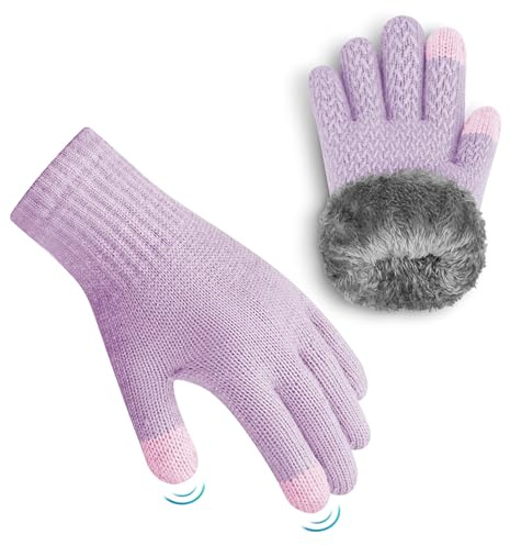 ineepor Unisex Handschuhe Kinder Fleece für Jungen Mädchen - Touchscreen Thermo Winter Kinderhandschuhe Warm & Gefüttert, Wolle Strickhandschuhe Flauschig Kuschelig für 3-12 Jahre