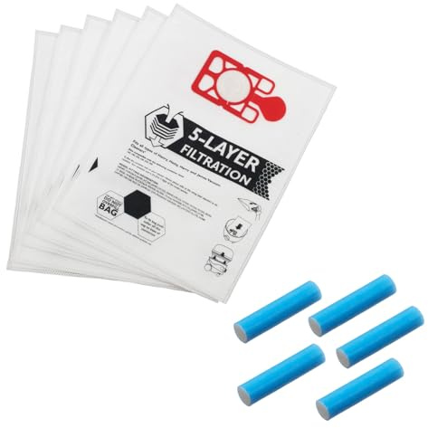 Reliapart Microfibre Vacuum Dust Bags With Allergen Filtration (5 Pack) + 5 Fresheners for Numatic NRV200, NVR200, NVQ200, NVQ250 Series 604015 Hoover Bag Replacement