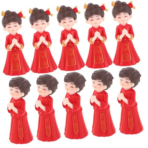SOPOTUTU 5 Paare Chinesische Hochzeitspaar-figuren Miniatur Braut Bräutigam Traditionelle Dekoration für Hochzeitstorte Mikro Landschaft DIY Wohnaccessoire