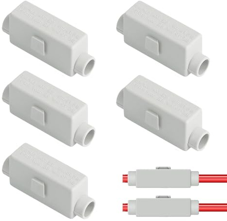 Ztolbriy 5 Stück Durchgangsverbinder 2 polig 100A 1000V Drahtverbinder mit Doppelschrauben-Klemmblock für 2,5-16mm² Kabel, Hauptleitungsabzweigklemme aus ABS-Gehäuse für Deckenleuchten, Schalter