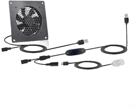 Ventilador USB de 120 mm con control de temperatura con múltiples velocidades para armarios de enrutadores y electrodomésticos (FT10S122505EC (60 ℃)