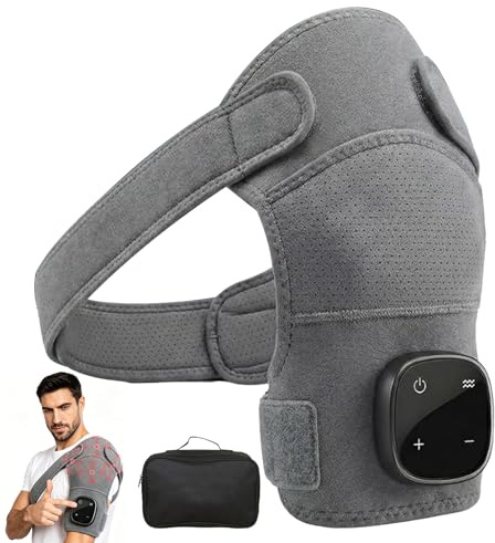 Massaggiatore per spalle con riscaldamento e applicazione, 7 temperature (40 – 70 °C) e 3 modalità di vibrazione, 5000 mAh, ricaricabile, cuscino massaggiante senza fili per spalle, collo e schiena (B
