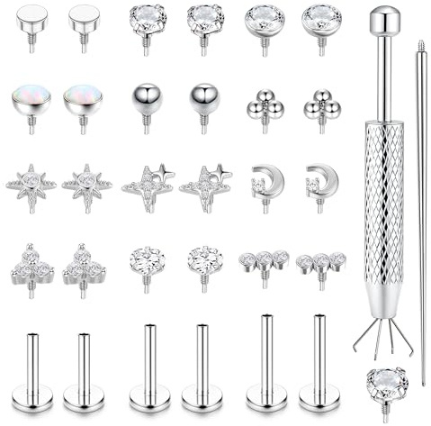 MILACOLATO Labret Piercing Jewellery Surgical Steel Flat Back Earrings