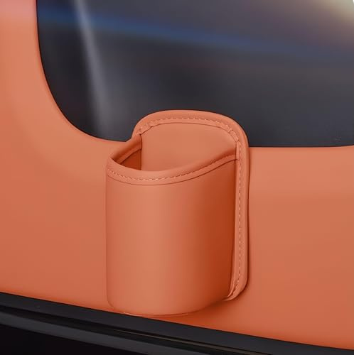 WENINETIES 2 Stück Auto Getränkehalter für Smart Fortwo Forfour 450 451 453, Organizer aus PU-Leder Aufbewahrungsbox Wasserdicht Halterung Getränke,Orange