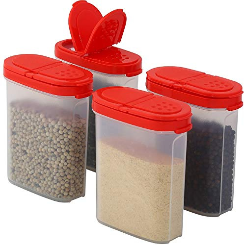 SIGNORA WARE Premium Gewürzboxen Aufbewahrungsboxen für Gewürze in groß und klein mit praktischen Streuer aus BPA-Freiem Plastik luftdichtes Vorratsdosen Set für die Küche (4er Pack)