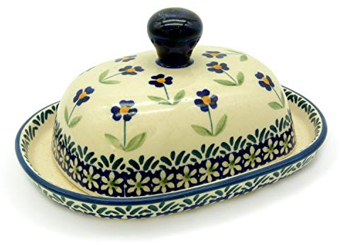 Bunzlauer Butterdose für 125 g (halbe Portion) Butter (Dekor Angelika)