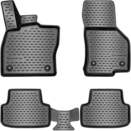 ELMASLINE 3D Alfombrillas para Seat Leon 3 (5F) 2012-2020 | Alfombrillas de goma para coche con bordes extra altos | Accesorios para auto
