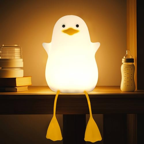Attivolife Nettes Nachtlicht für Kinder, weiche Ente Silikon LED Lampe mit Timer, USB wiederaufladbares Nachtlicht mit Fütterung, Schlafzimmer Dekor Geburtstagsgeschenke für Jungen Mädchen Frauen