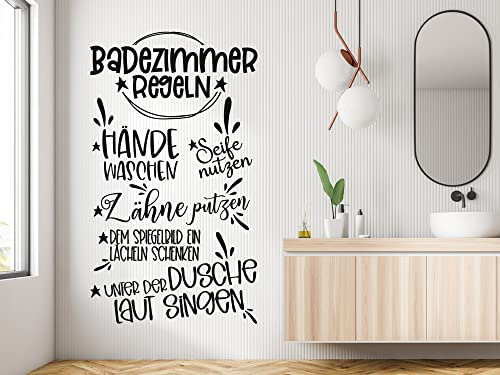 GRAZDesign Wandtattoo Bad Regeln, Badezimmer Bild als Aufkleber, Toilettenregeln Hausregeln - 70x40cm / Flieder