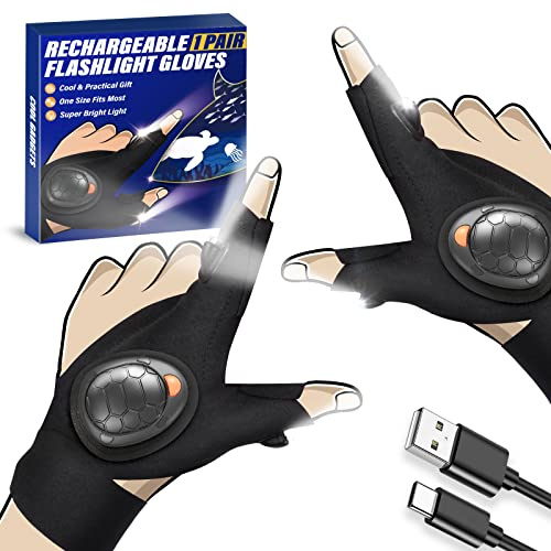 Dad Gifts Led Gloves With Lights - Led Gloves With Waterproof Lights Rechargeable Cool Tools Gadgets For Men Gifts for Him Boyfriend Grandad Ideas For Men Dad Birthday