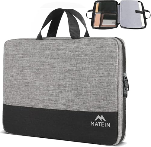 MATEIN Laptoptasche 15 Zoll, Laptoptasche 16 Zoll, Laptop Hülle, Laptop Bag | Laptop-taschen mit Griff, Laptop Tasche 15 Zoll Kompatibel mit HP, Dell, Acer, Asus, Laptop Tasche 16 Zoll Wasserdicht, Grau